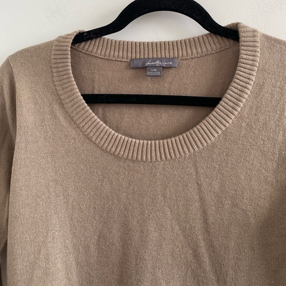 Forever 21 Tan Wool Blend Long Sleeve Sweater Size Large Minimalist Office - Picture 2 of 8